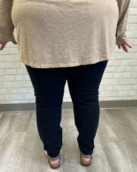 High Waist Navy Garment Dyed Tummy Control Skinny