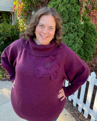 Floral Asymmetric Sweater | Prune