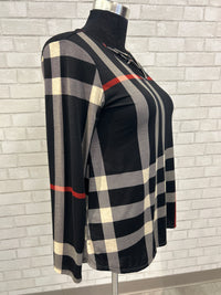Black/White/Red Plaid Top - Heimish