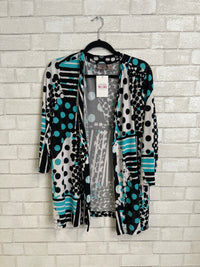 B/W/Teal Print Cardigan - Chicos