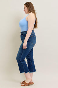 High Waist Dark Wash Kick Flare