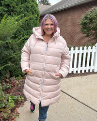 Technical Down Long Jacket | Blush