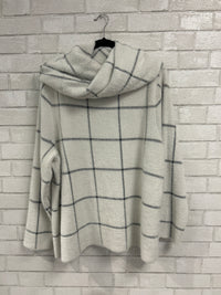White Fuzzy Plaid Sweater + Cowl - J.Jill