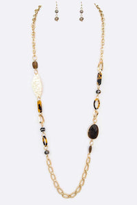 Mix Stone Long Necklace Set