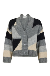 Geometric Cardigan | Charcoal Grey/Black