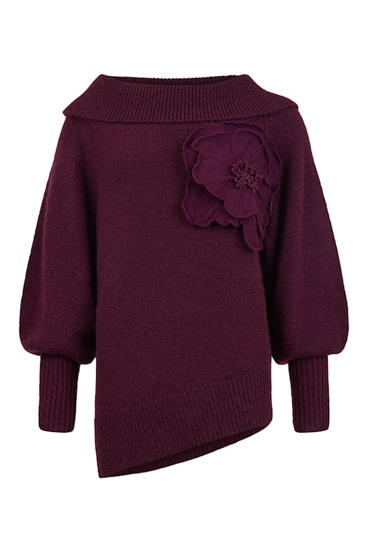 Floral Asymmetric Sweater | Prune