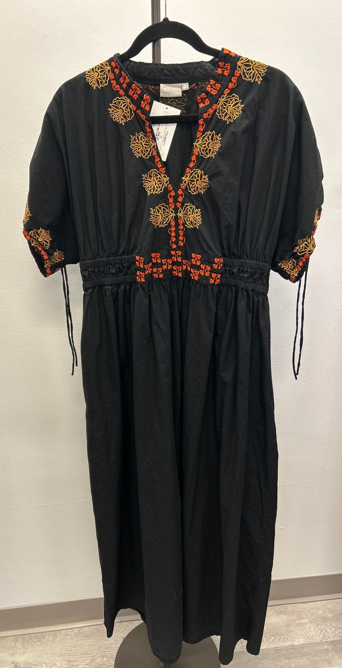 Black Maxi Dress w/ Orange/Yellow Floral - eShakti