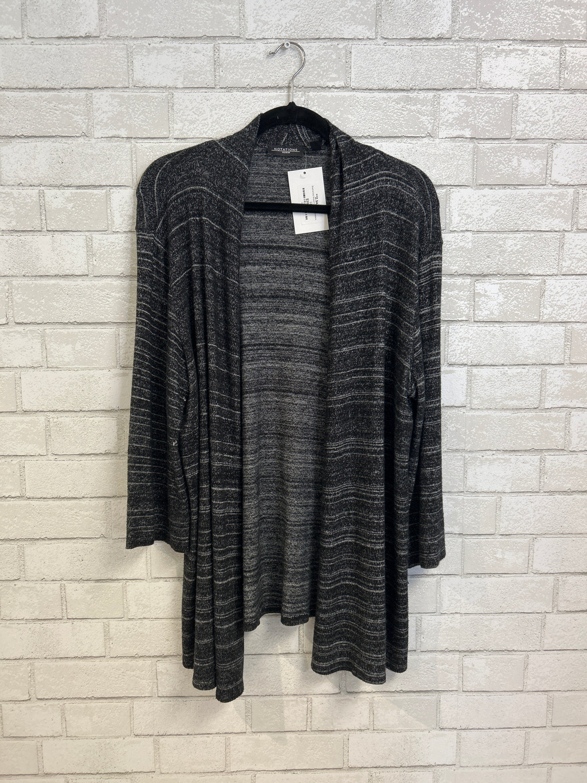 Black & Gray Striped Cardigan - Notations