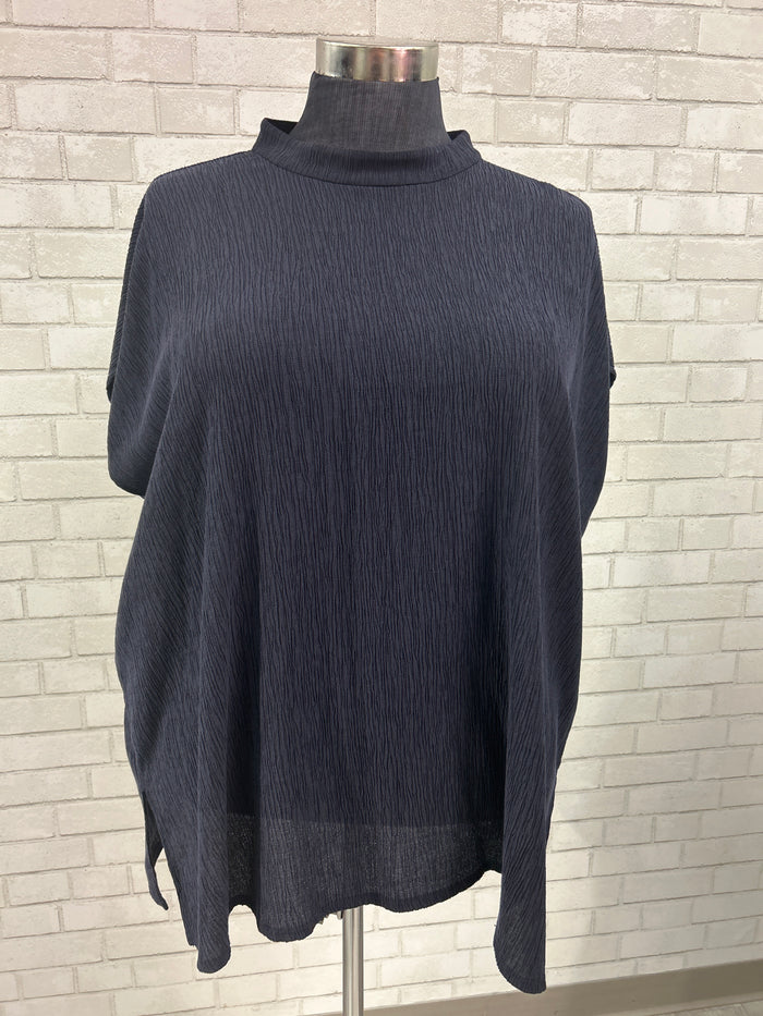 Navy Crinkle Top - Eileen Fisher