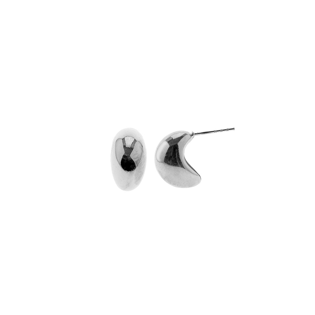 Puffy Bean Earrings | Silver