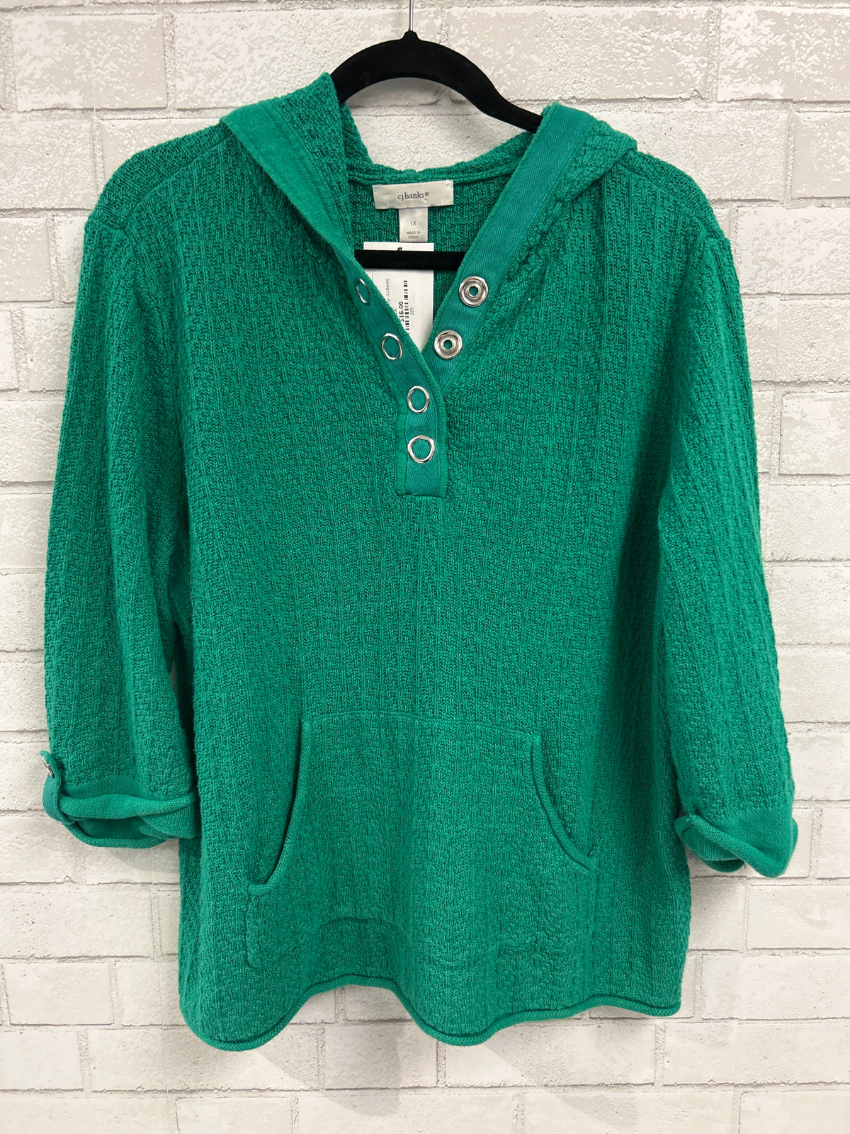 Green Button Quarter Zip - CJ Banks