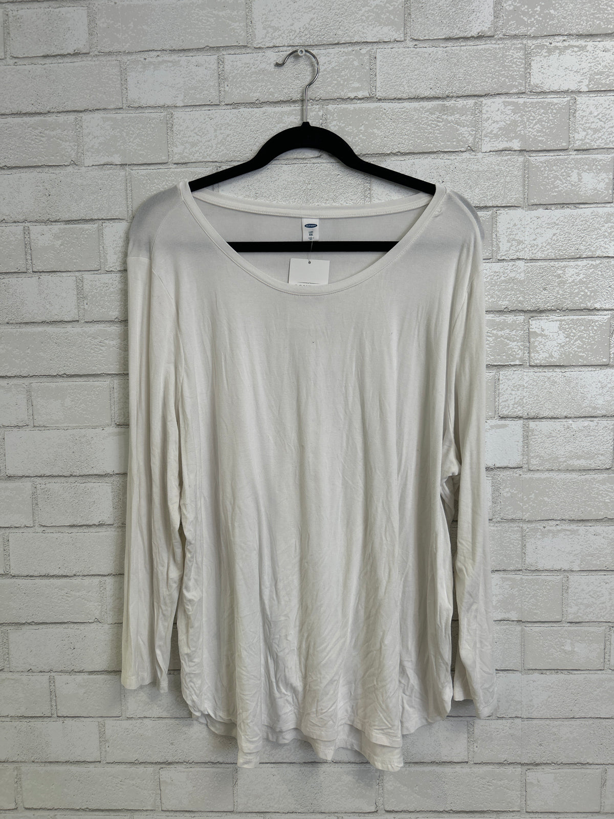White Scoop Neck Long Slv Shirt - Old Navy