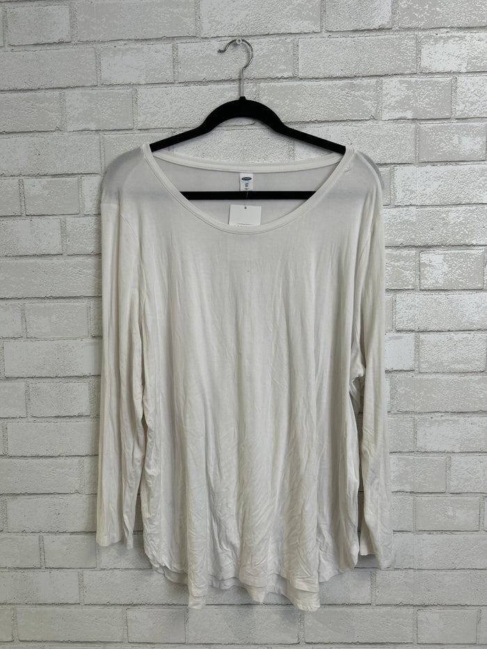 White Scoop Neck Long Slv Shirt - Old Navy