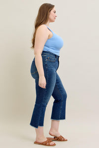 High Waist Dark Wash Kick Flare