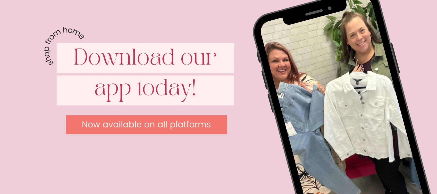 A graphic with instructions to download the Z Boutique App