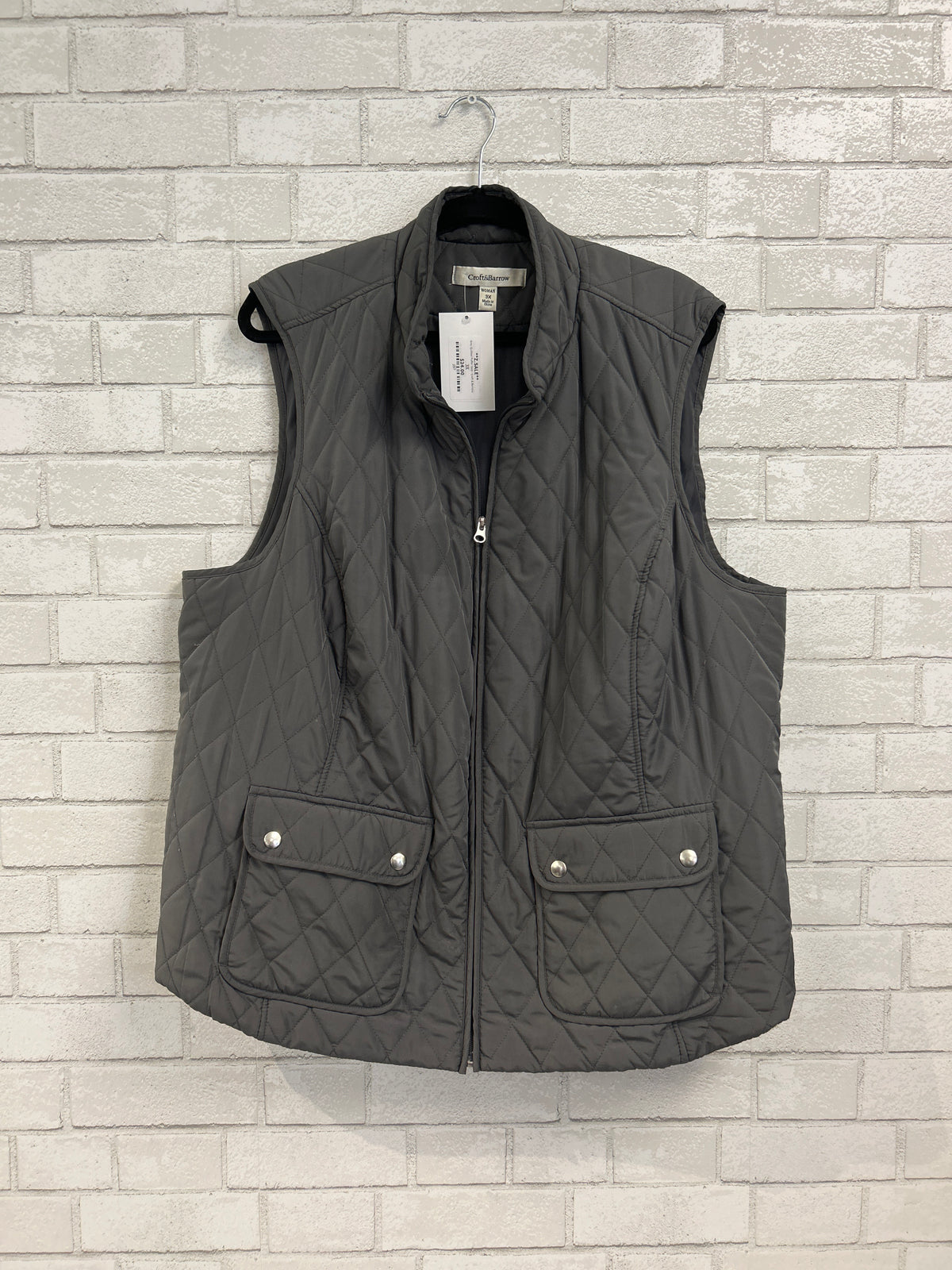 Grey Quilted Puffer Vest - Croft & Barrow