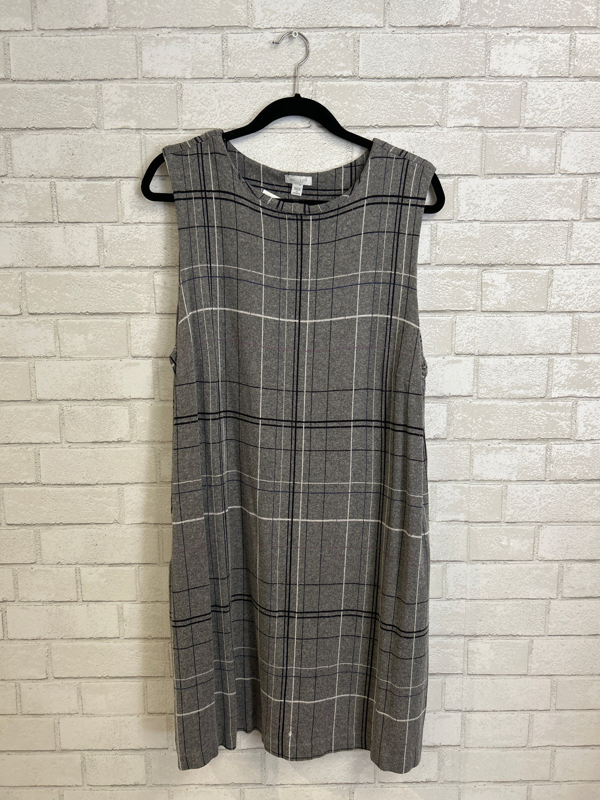 Grey Plaid Sleeveless Dress - J.Jill