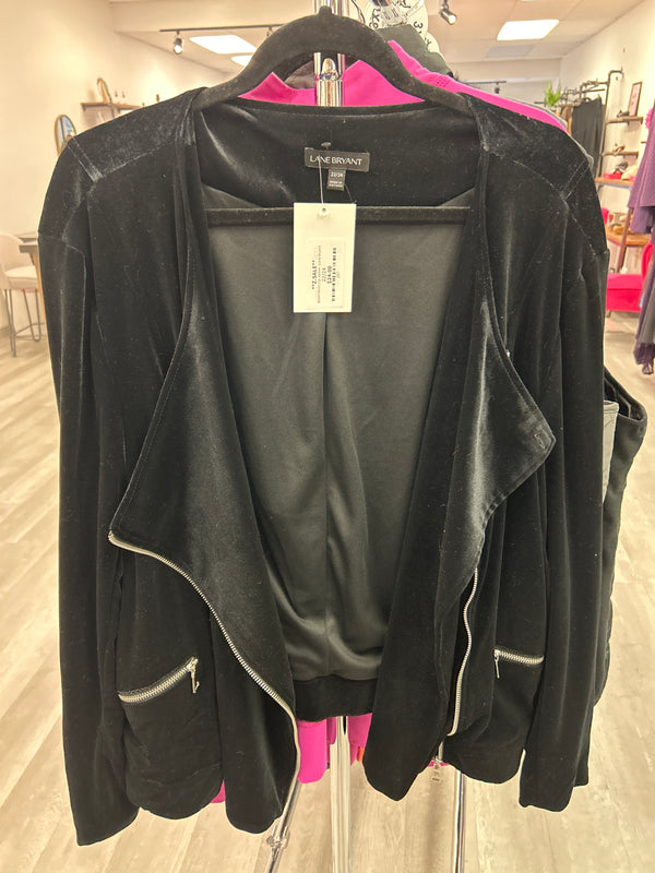 Black Velvet Zip Jacket - Lane Bryant