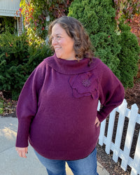 Floral Asymmetric Sweater | Prune