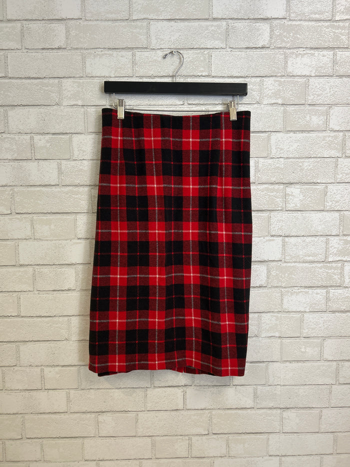 Red/Black Plaid Midi Skirt - J.Jill