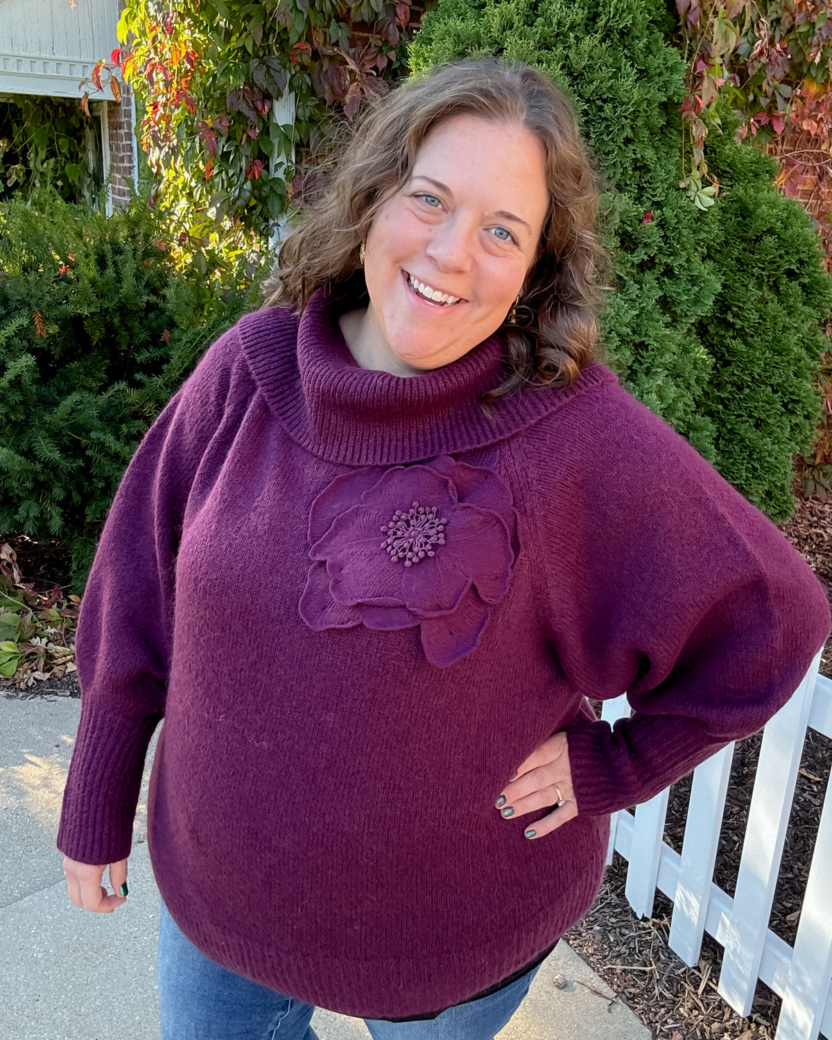 Floral Asymmetric Sweater | Prune