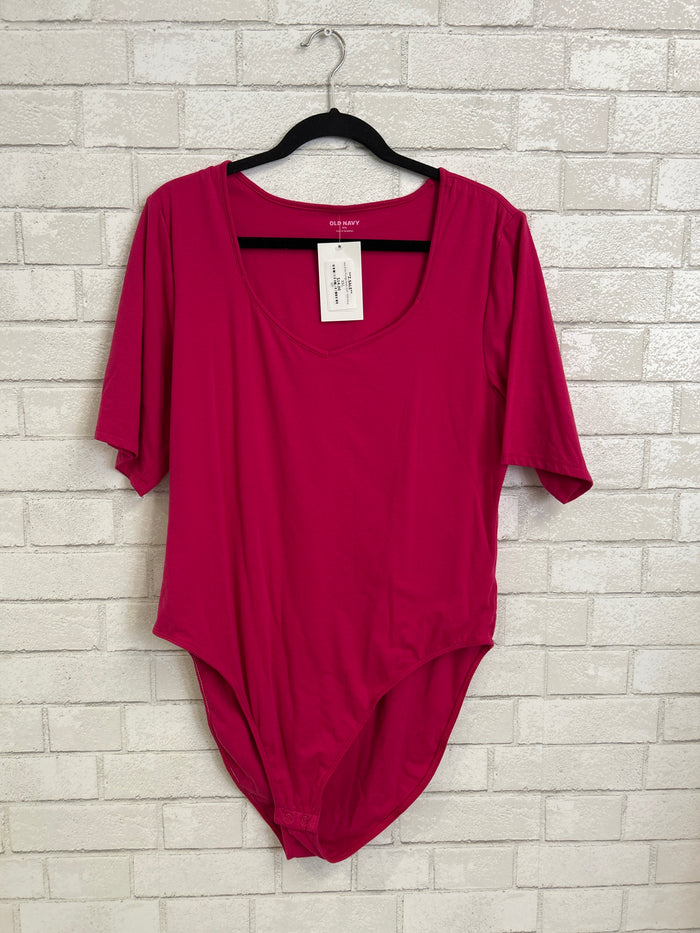 Hot Pink Plunge Body Suit - Old Navy