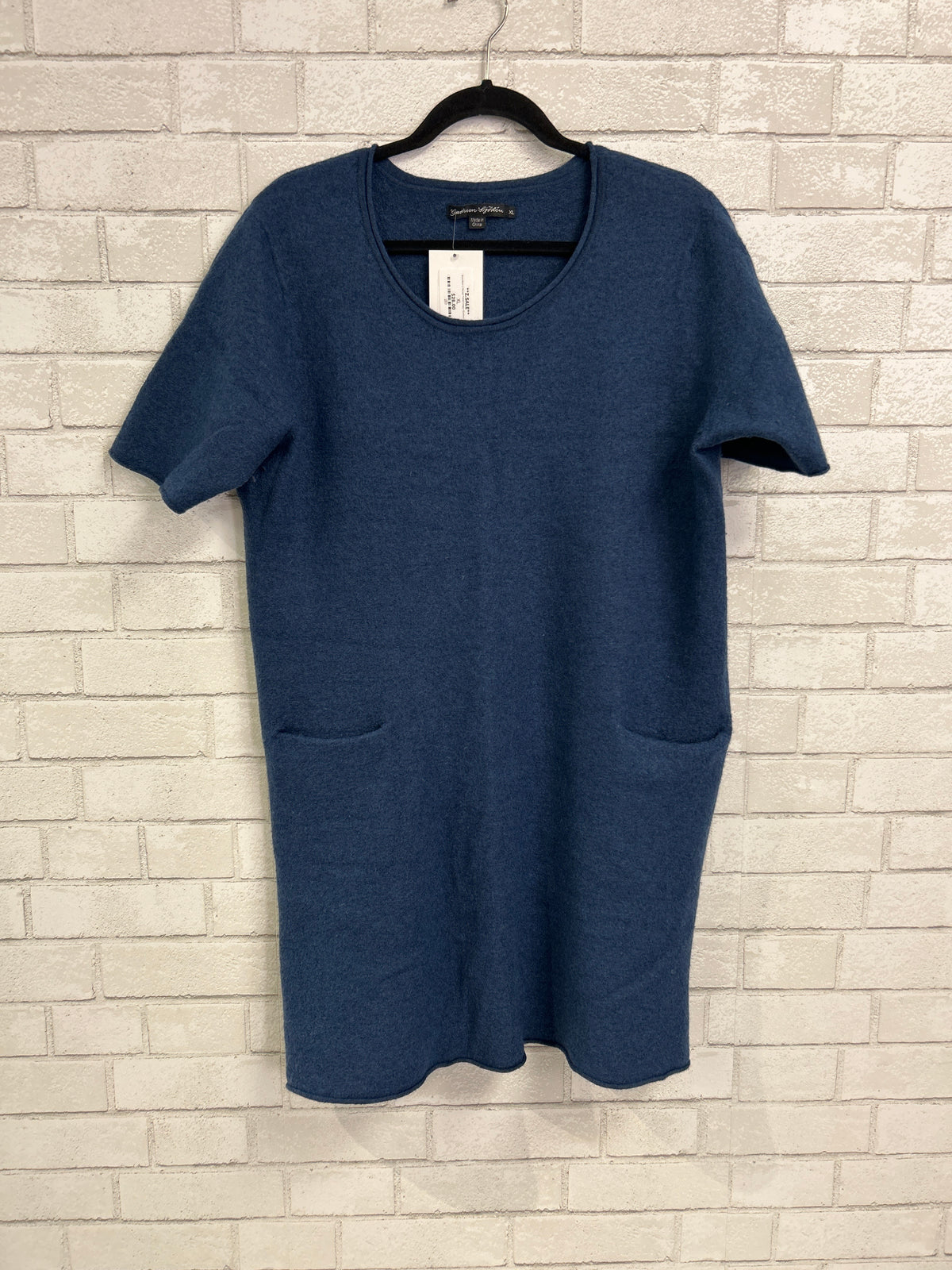 Blue Wool 2 Pocket T-Shirt Dress - Gundrun Sjoden