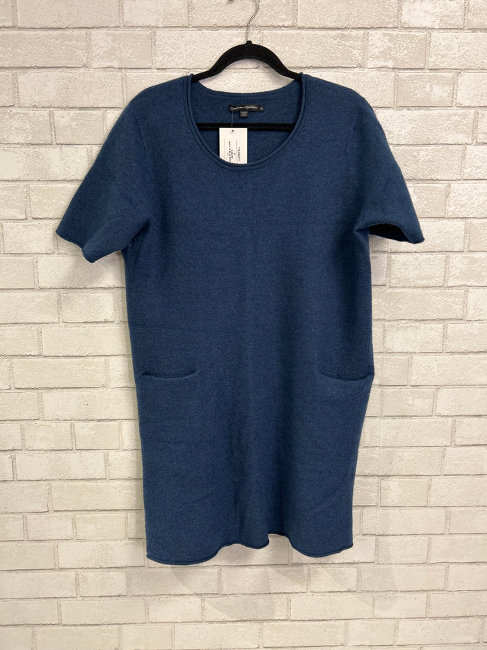 Blue Wool 2 Pocket T-Shirt Dress - Gundrun Sjoden