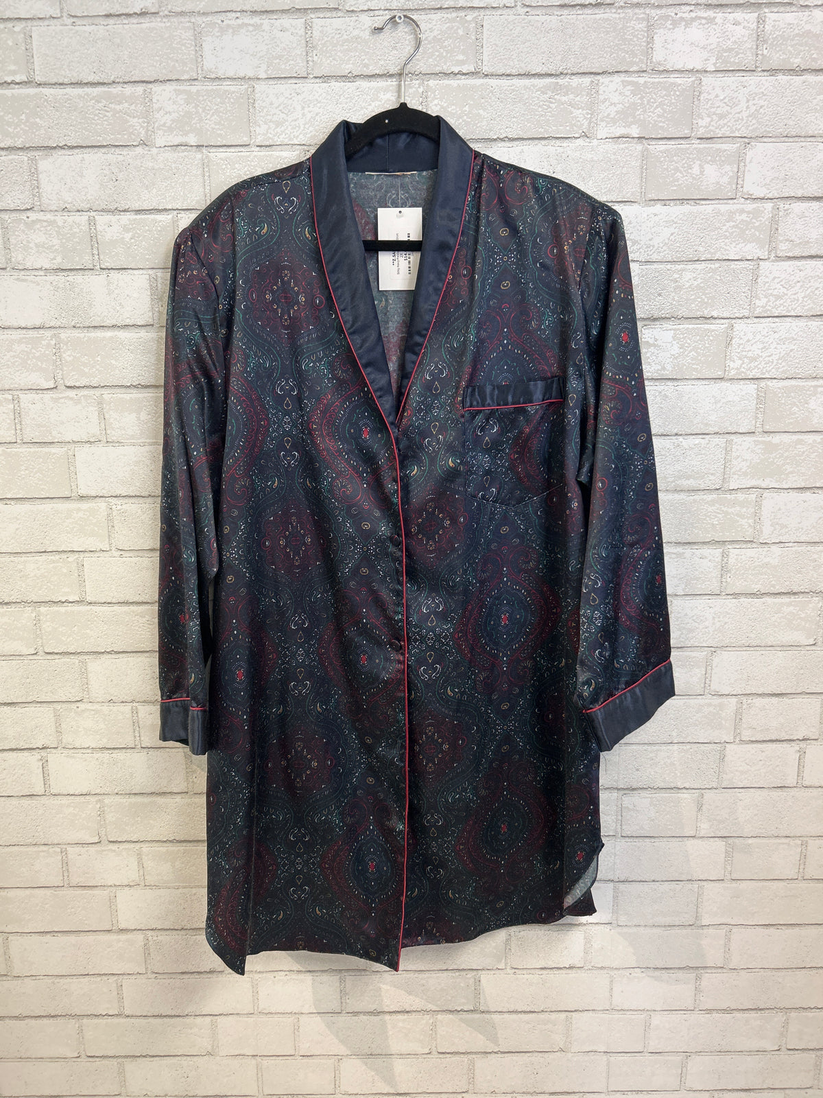 Silky Navy Paisley Sleep Shirt