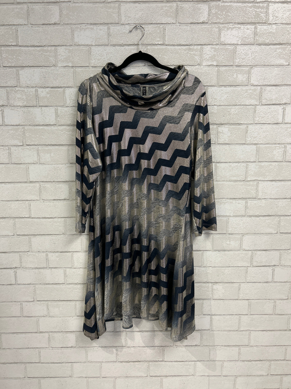 Navy/Gold Zig Zag Dress - Staples USA (NWT)