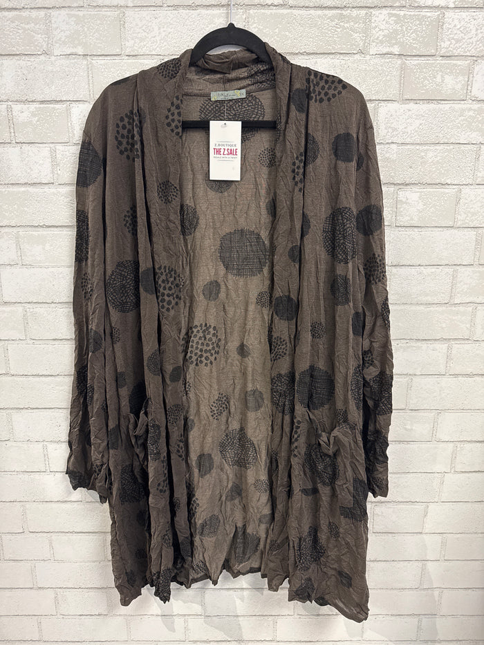 Brown Dots Crinkle Cardigan - Chalet