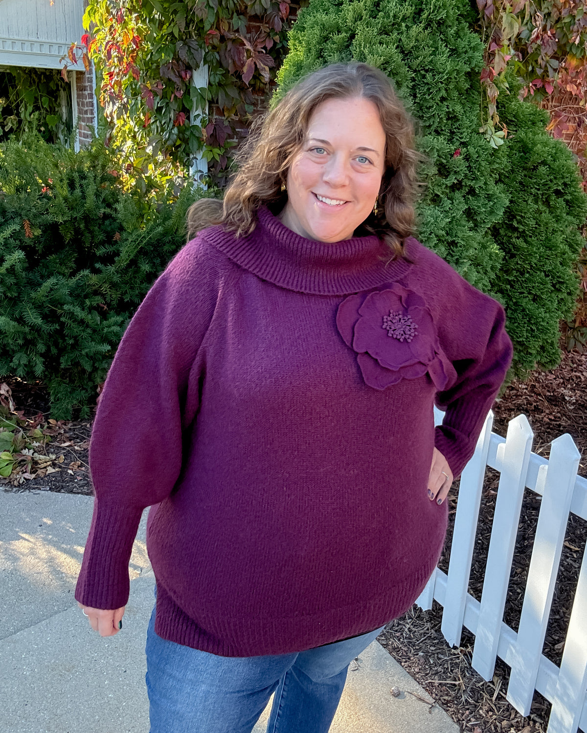 Floral Asymmetric Sweater | Prune