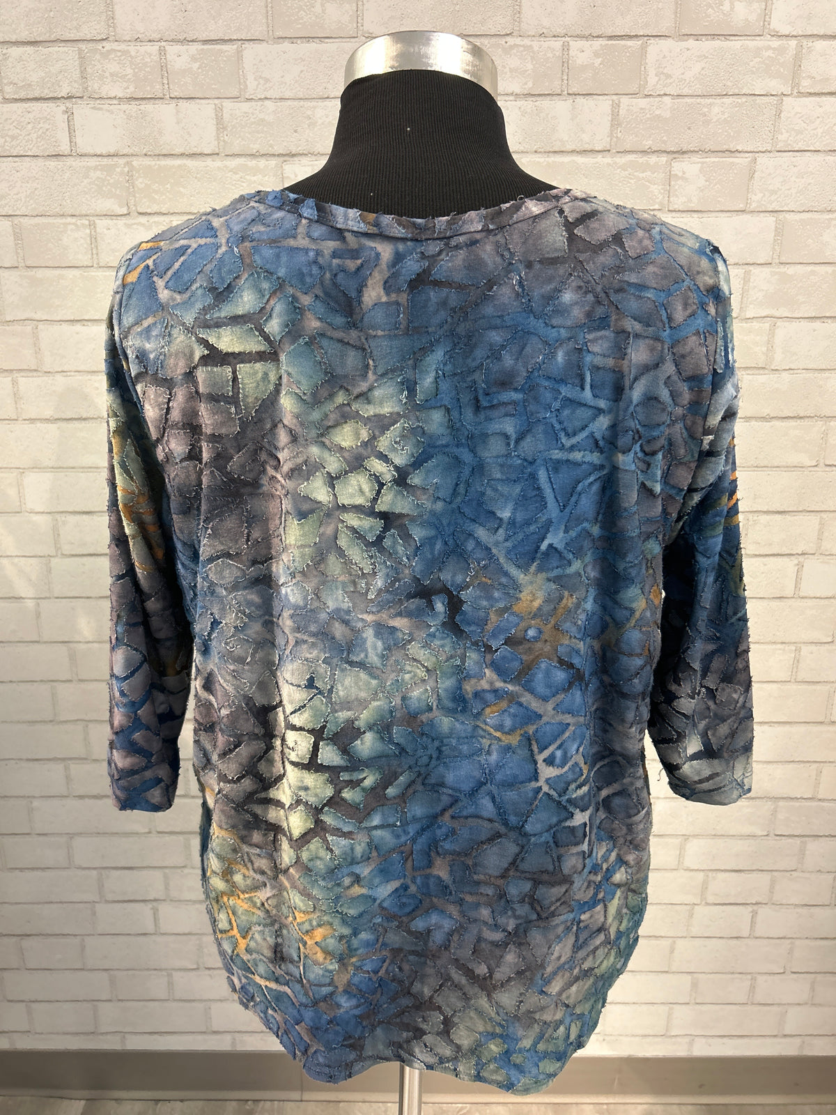 Blue Mosaic Print Top - Karen Kane