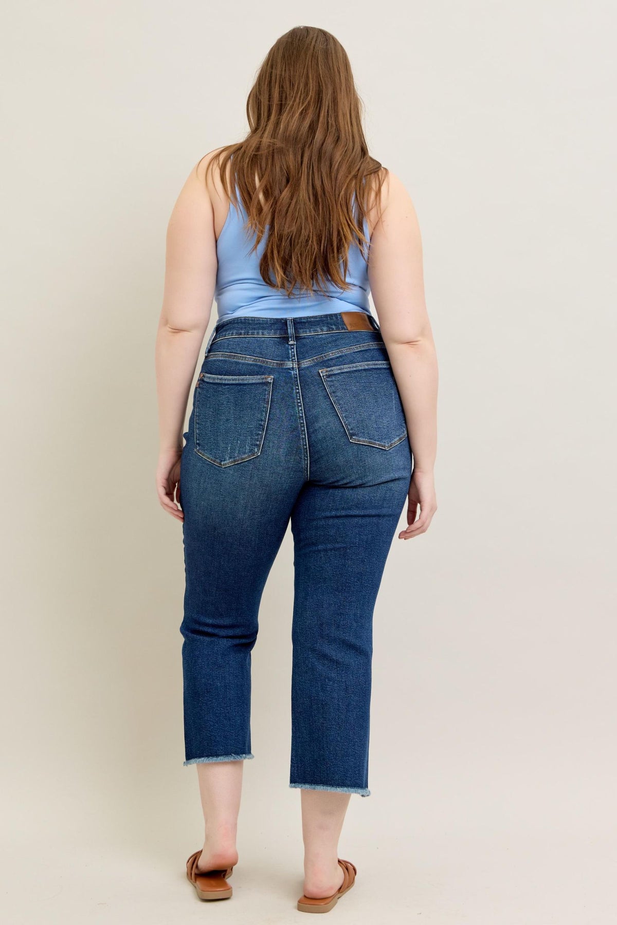 High Waist Dark Wash Kick Flare
