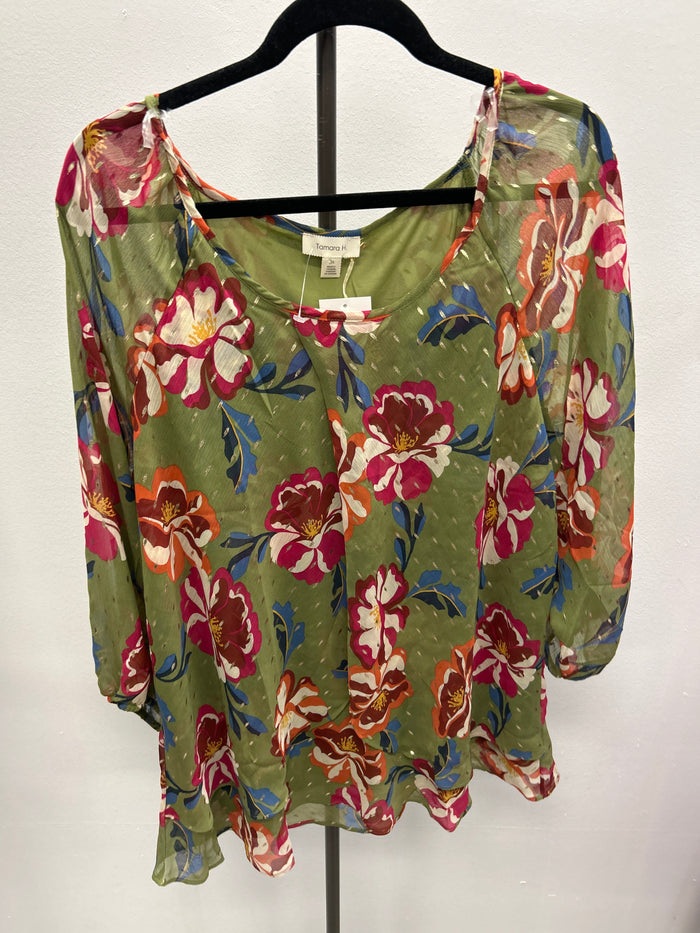Olive & Floral Blouse - Tamara H (NWT)