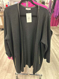 Black Faux Leather Trim Duster - Charter Club