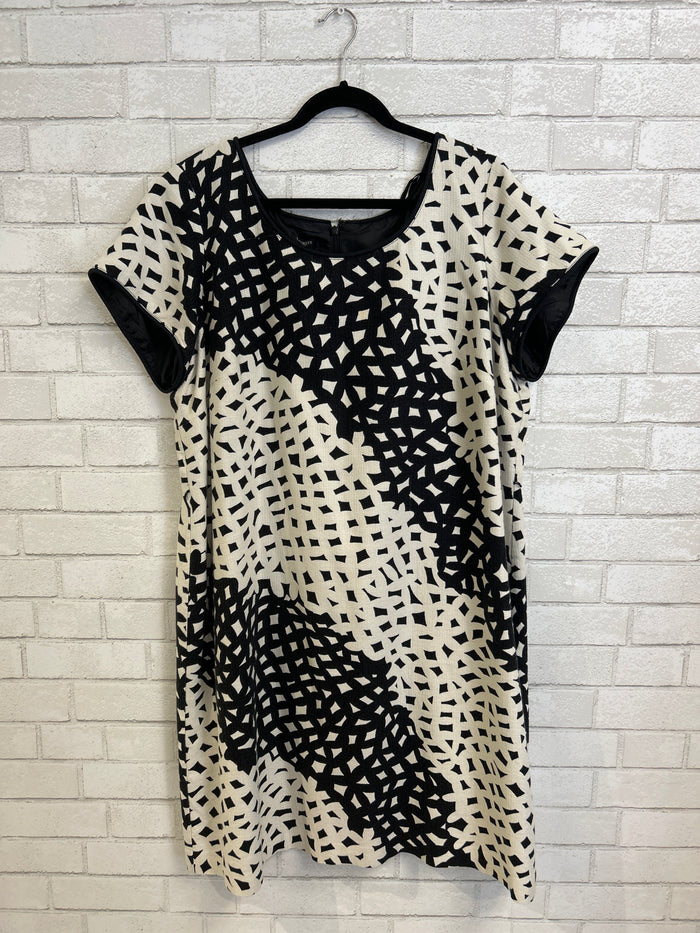 Blk/Wht Mosaic Midi Dress - Talbots