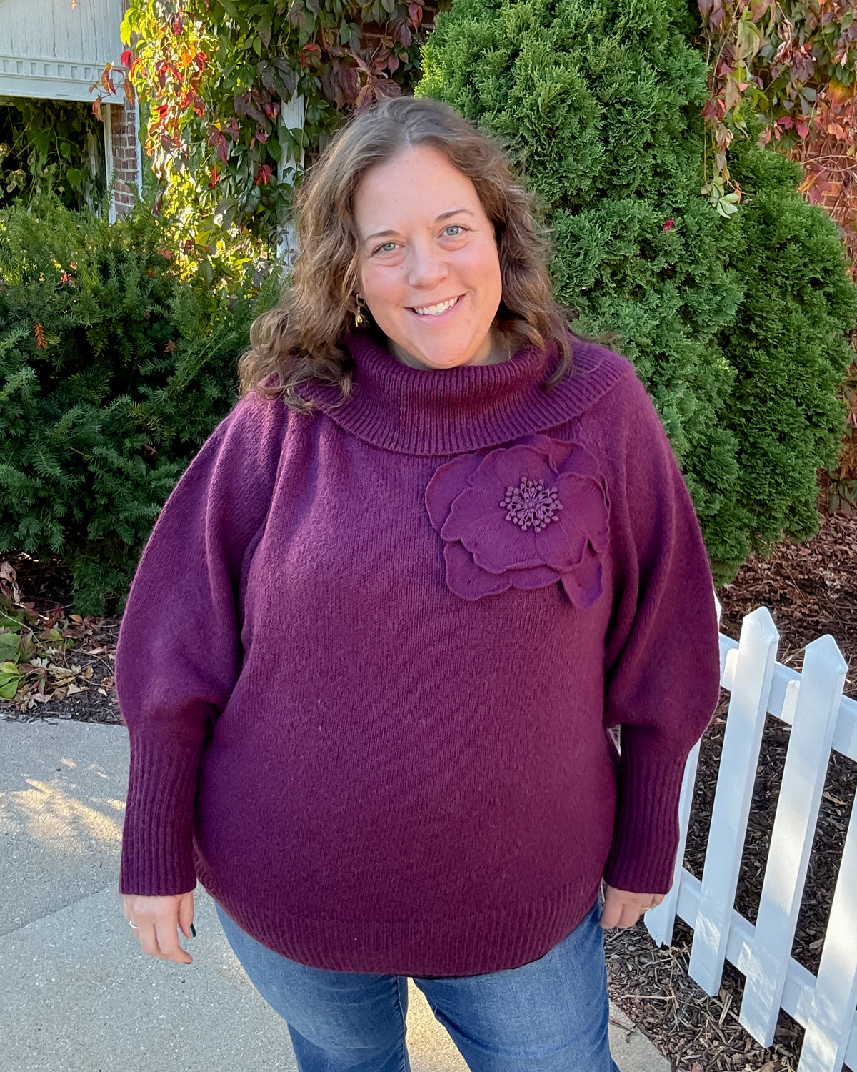 Floral Asymmetric Sweater | Prune