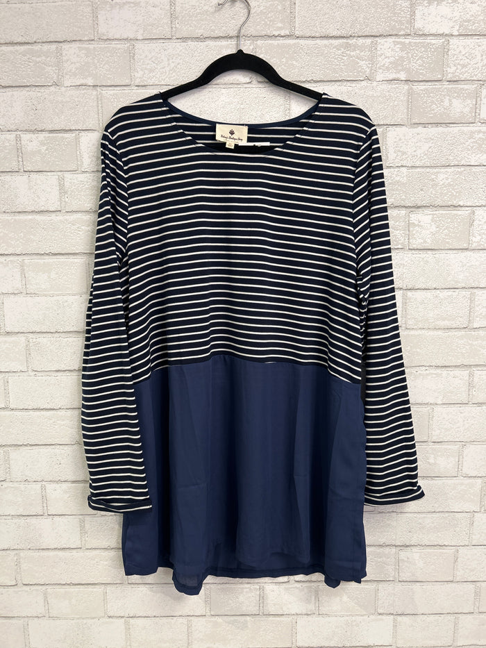 Navy/White Stripe Tunic - Betsy's Boutique Shop