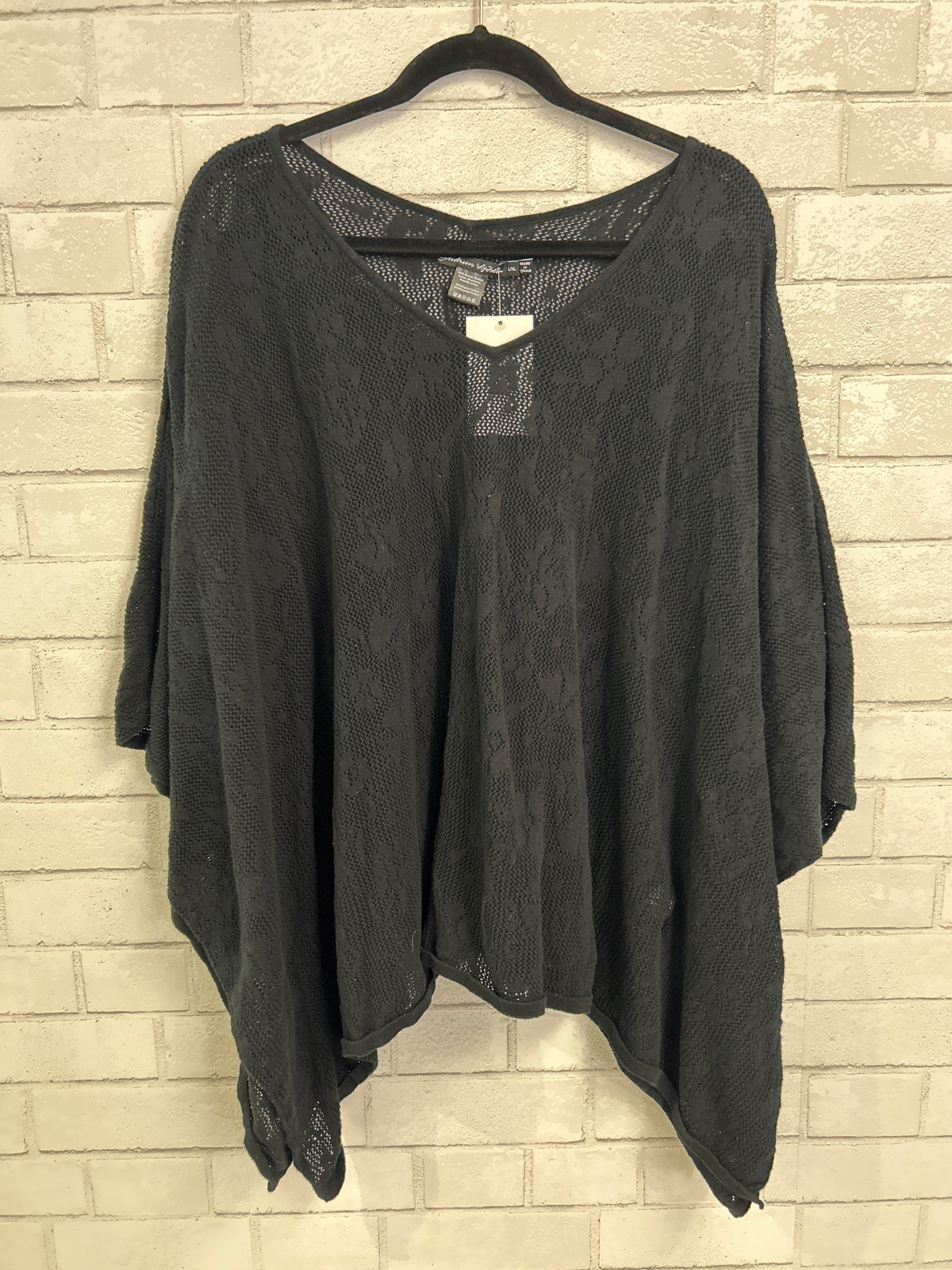 Black Knit Poncho - Gudrun Sjoden