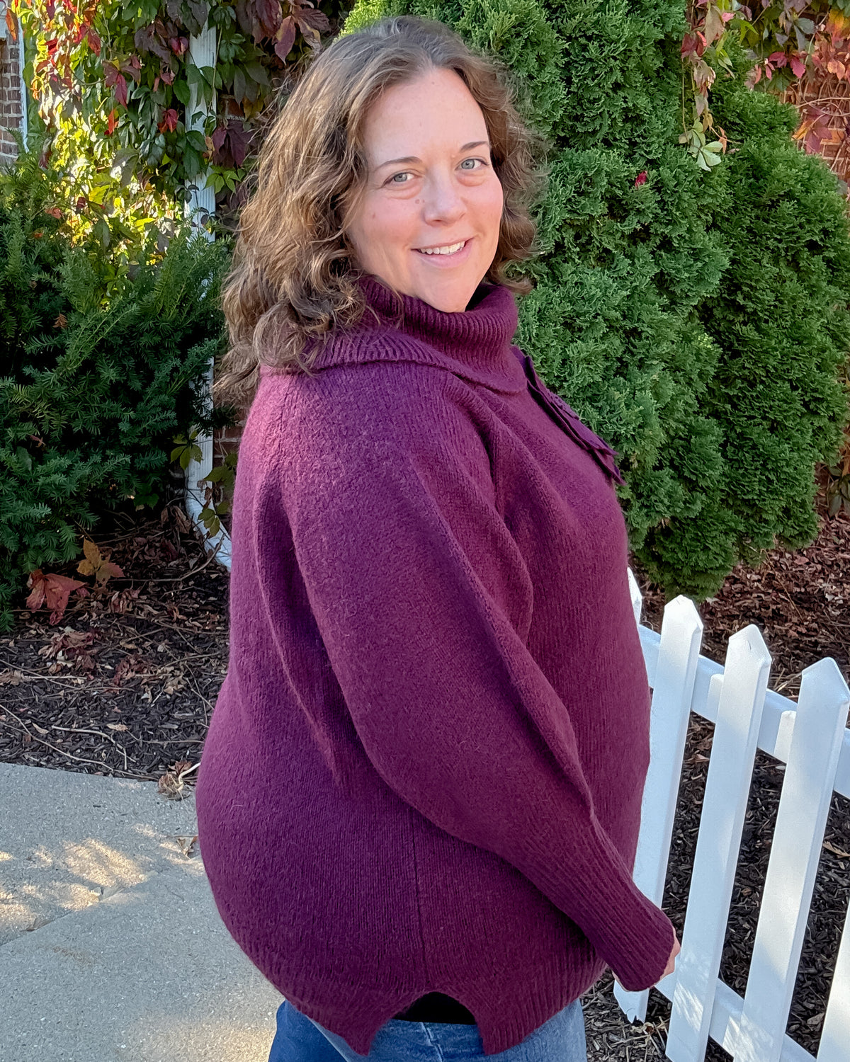 Floral Asymmetric Sweater | Prune