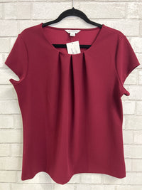 Burgundy Pleated S/S Blouse - Liz Claiborne