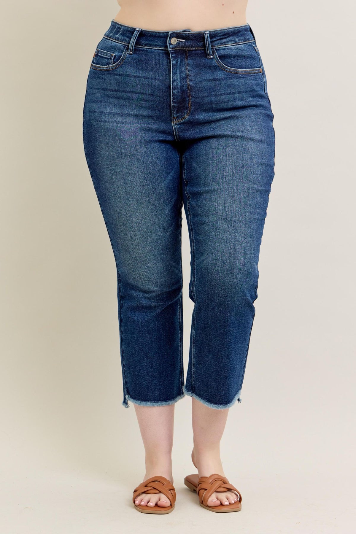 High Waist Dark Wash Kick Flare