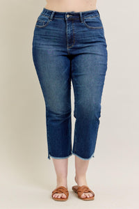 High Waist Dark Wash Kick Flare