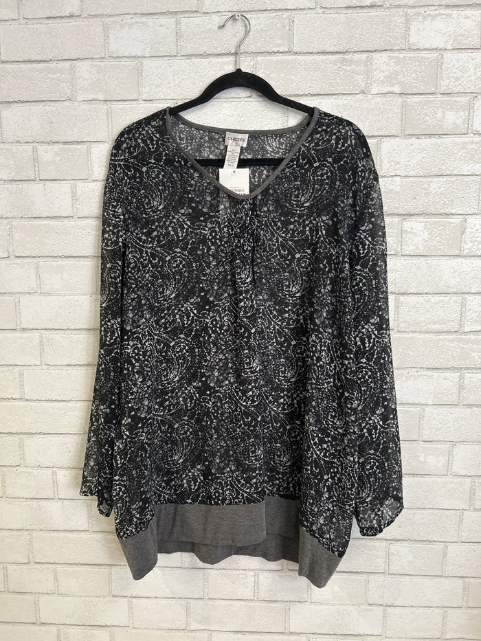 Blk/Grey Paisley Tunic - Chicos