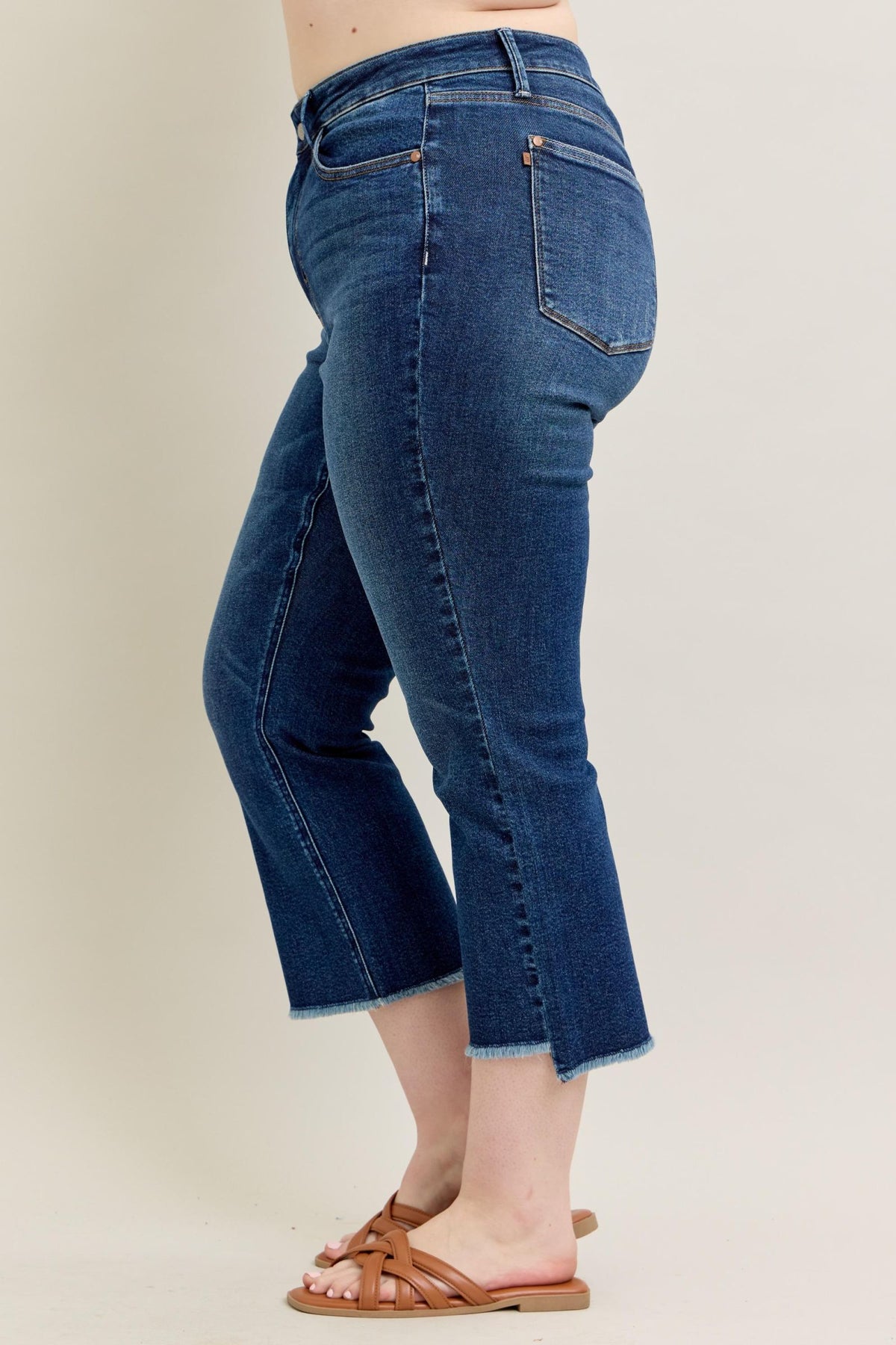 High Waist Dark Wash Kick Flare