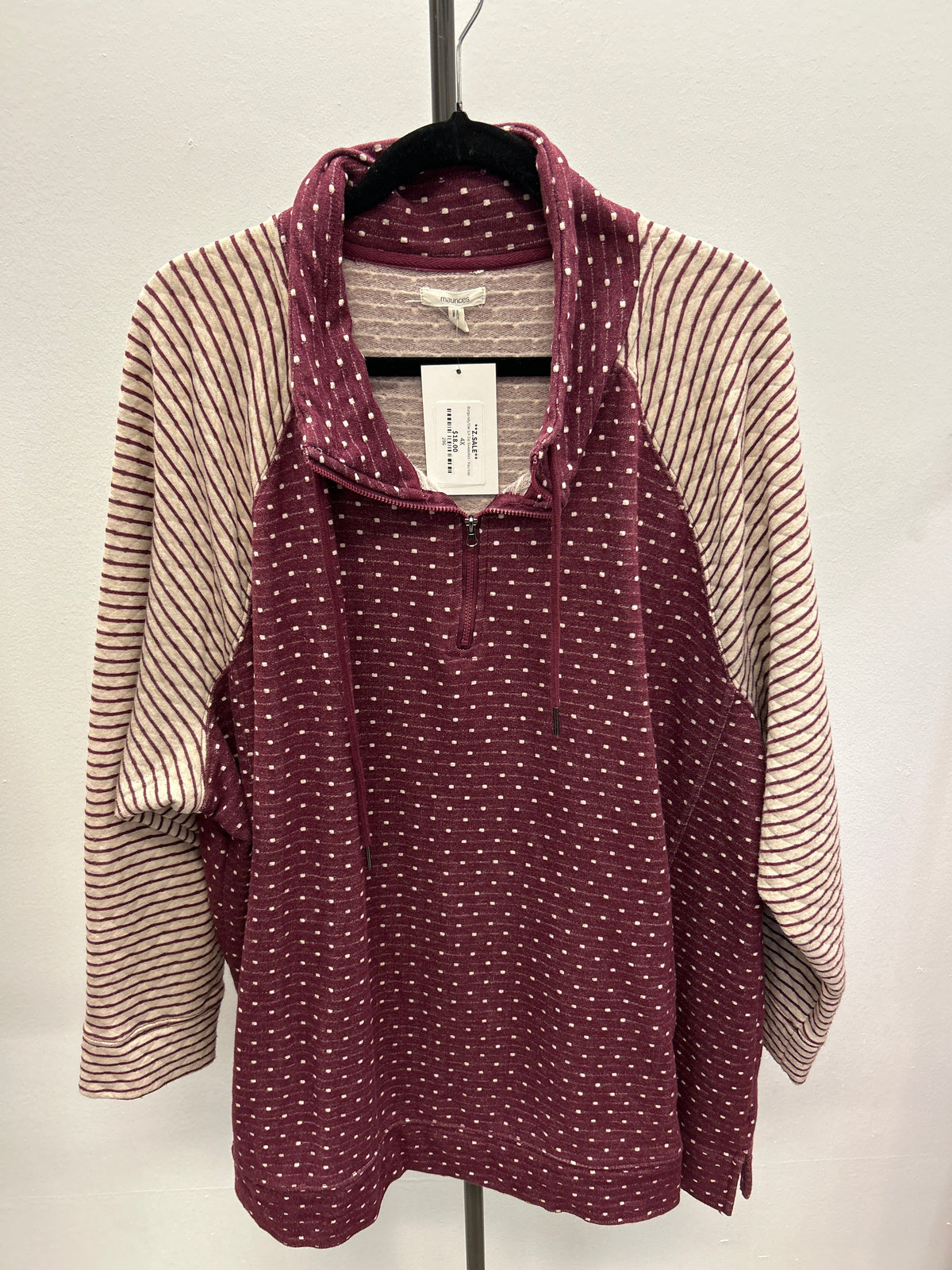 Burgundy/Oat 1/4 Zip Sweatshirt - Maurices