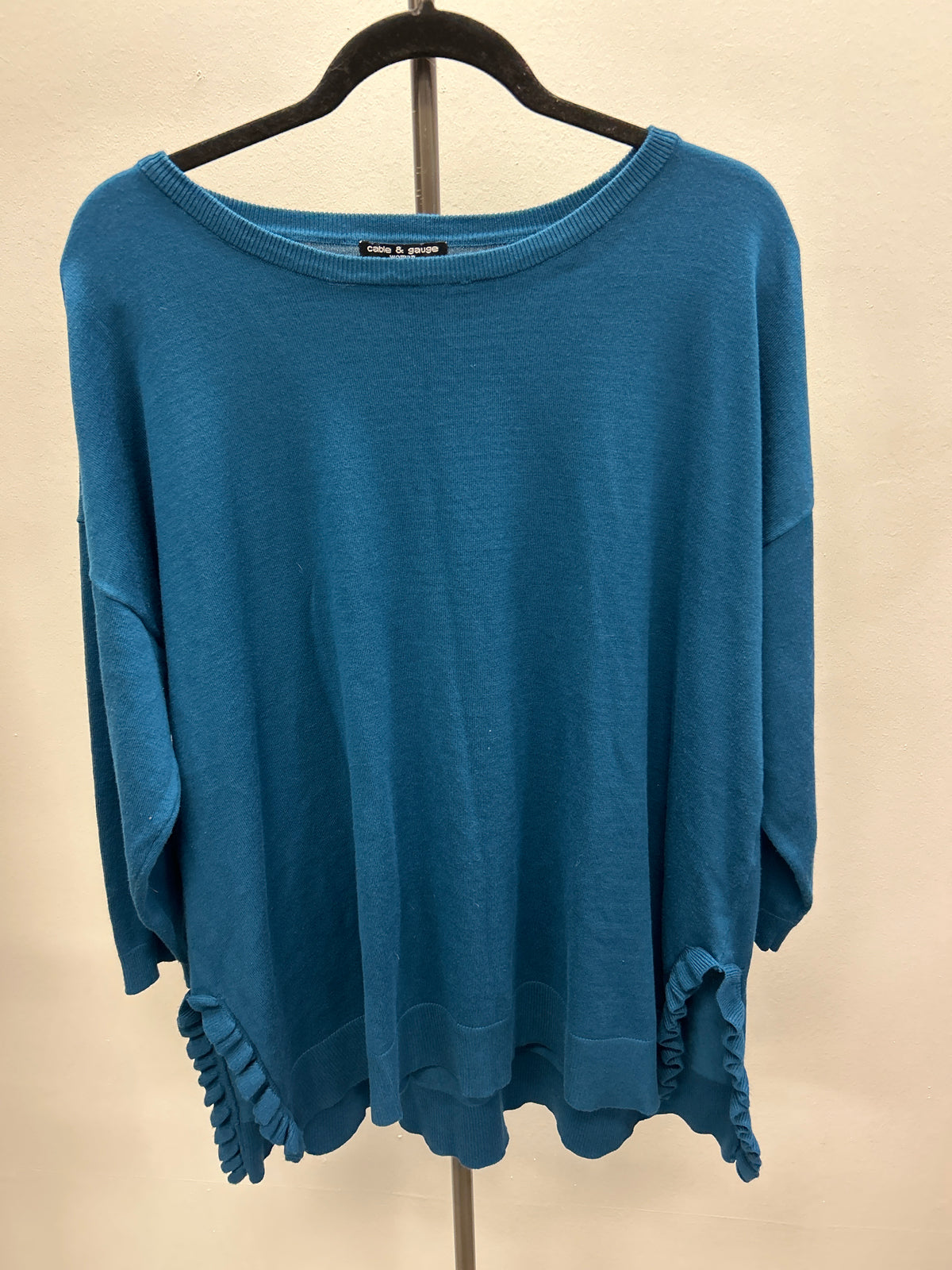 Teal Side Slit Sweater - Cable & Gauge