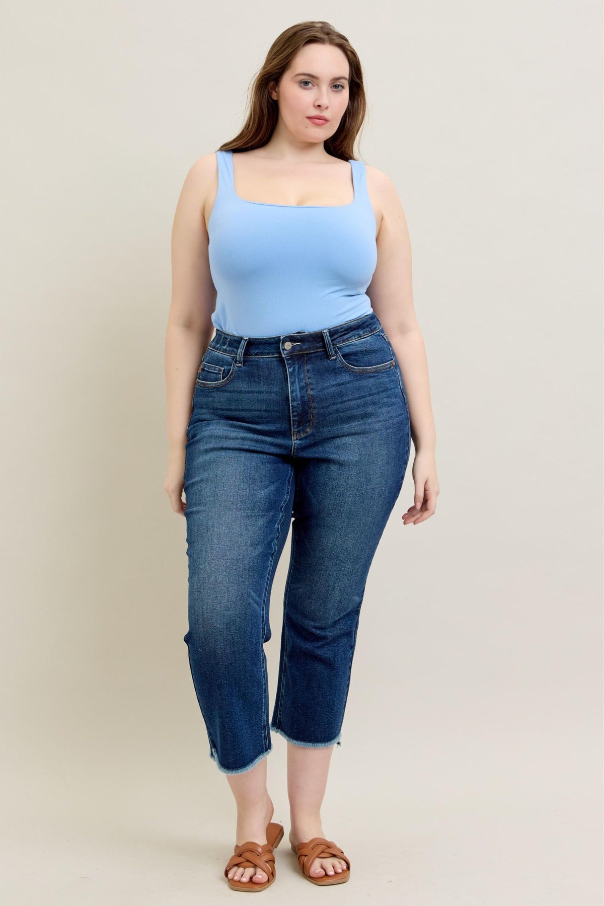 High Waist Dark Wash Kick Flare