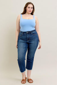 High Waist Dark Wash Kick Flare